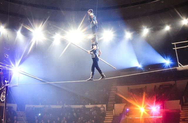 Photo of tightrope walkers in a circus