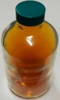 A brown gas in a transparent bottle