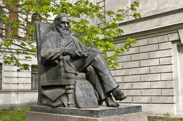 Statue of Dmitri Mendeleev in Saint Petersburg, Russia.